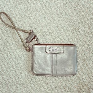 Coach wristlet metallic silver